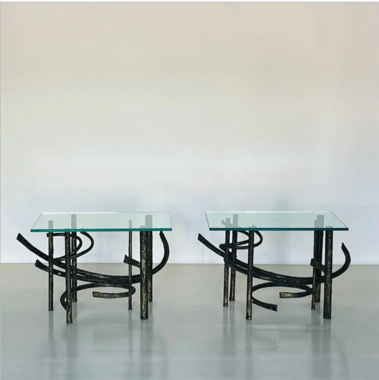 Pair of Brutalist End Tables in the Style of Claude & François